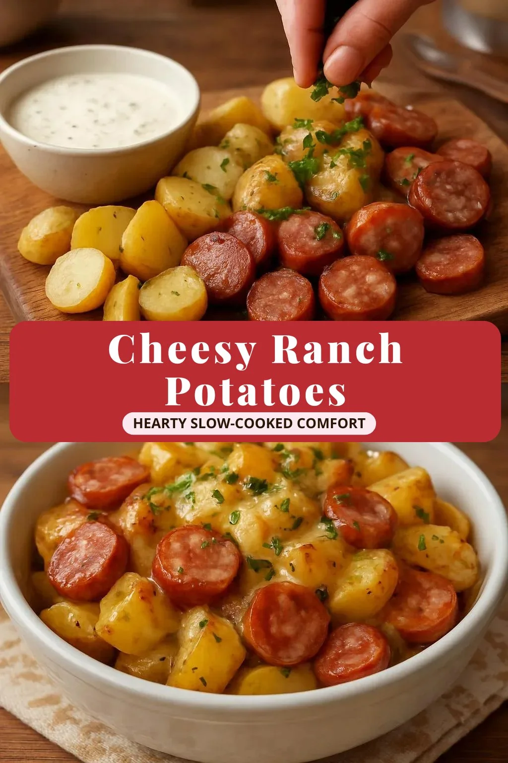 Cheesy Ranch Potatoes and Smoked Sausage